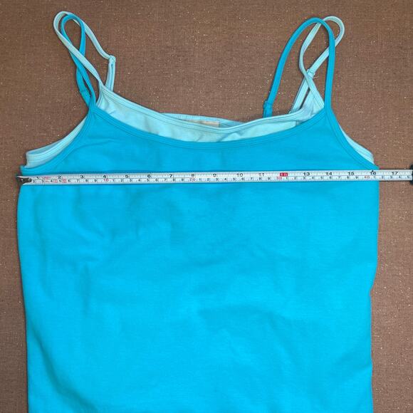 Vintage Y2K Faded Glory Double Layer built in bra cami tank turquoise blue XL - Picture 11 of 11